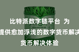 比特派数字链平台  为用户提供愈加浮浅的数字货币解决体验